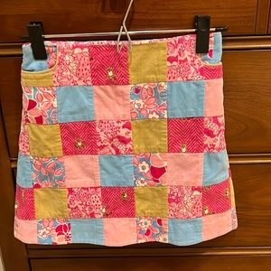 EUC Lilly Pulitzer Owl Patchwork Corduroy Skirt Size 8